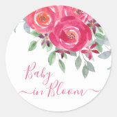 Baby in Bloom Floral Baby shower Ronde Sticker (Voorkant)