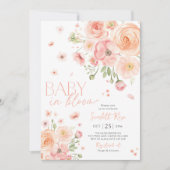 Baby in Bloom Floral Baby shower Roze Kaart (Voorkant)