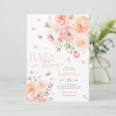 Baby in Bloom Floral Baby shower Roze Kaart (Staand voorkant)