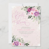 Baby in Bloom Floral Baby shower roze Paars Kaart (Voorkant)