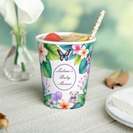 Baby in Bloom floral baby shower unisex Papieren Bekers (Insitu)