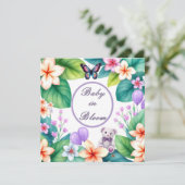Baby in Bloom floral baby shower unisex uitnodigin Kaart (Staand voorkant)