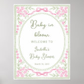 Baby in Bloom Floral Baby Shower Welcome Poster (Voorkant)