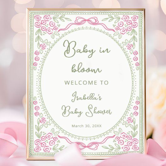 Baby in Bloom Floral Baby Shower Welcome Poster