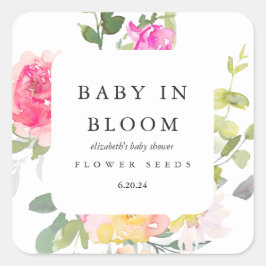 Baby in Bloom Floral Baby shower White Vierkante Sticker