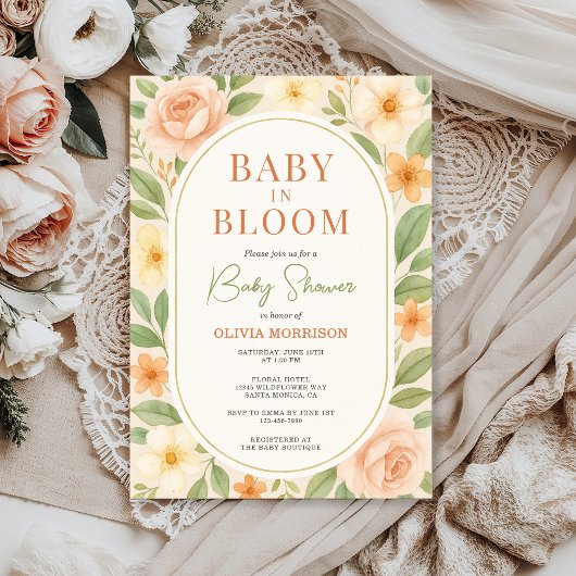 Baby in Bloom Floral Botanical Baby Shower Kaart