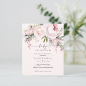 Baby in Bloom Floral Budget Baby shower Uitnodigin (Staand voorkant)