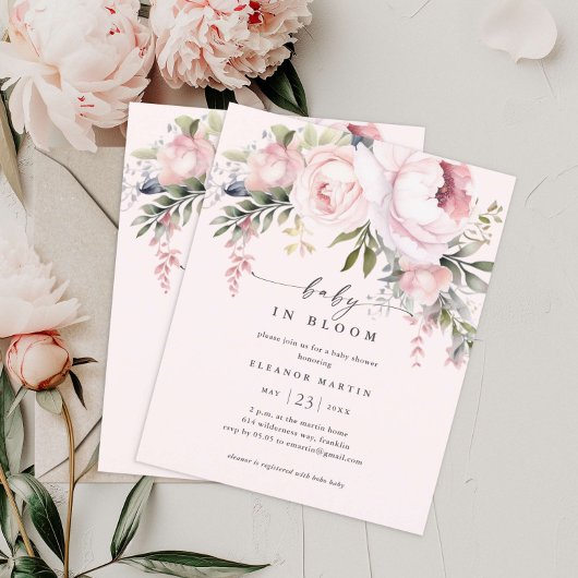 Baby in Bloom Floral Budget Baby shower Uitnodigin