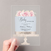 Baby in Bloom Floral Cake Baby shower Acryl Uitnodigingen (Insitu (Draagbaar))