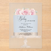 Baby in Bloom Floral Cake Baby shower Acryl Uitnodigingen (Voorkant)