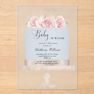 Baby in Bloom Floral Cake Baby shower Acryl Uitnodigingen