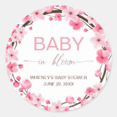 Baby in Bloom Floral Cherry Blossom Ronde Sticker (Voorkant)