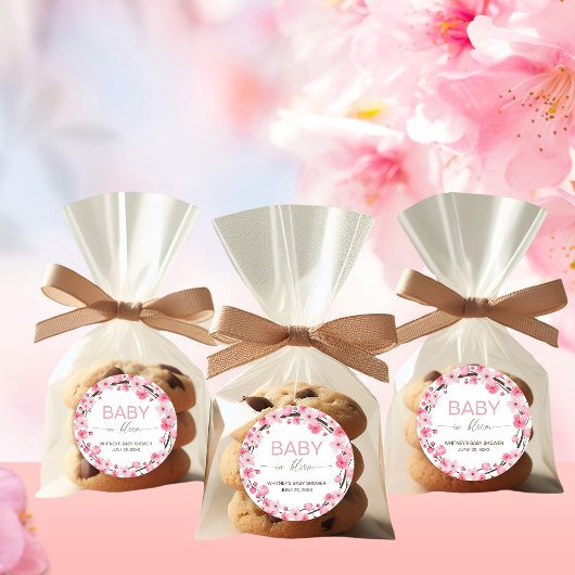 Baby in Bloom Floral Cherry Blossom Ronde Sticker
