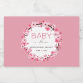 Baby in Bloom Floral Cherry Blossom Sparkling Wijnetiket (Enkel label)