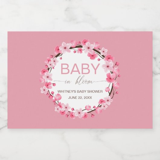Baby in Bloom Floral Cherry Blossom Sparkling Wijnetiket (Enkel label)