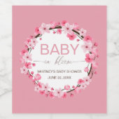 Baby in Bloom Floral Cherry Blossom Wijn Etiket (Enkel label)