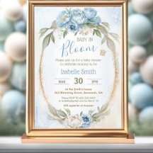 Baby in Bloom Floral Elegant Blue Boy Baby shower
