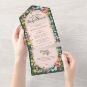 Baby in Bloom Floral Garden Greenhouse Baby shower All In One Uitnodiging (Afscheurbaar)