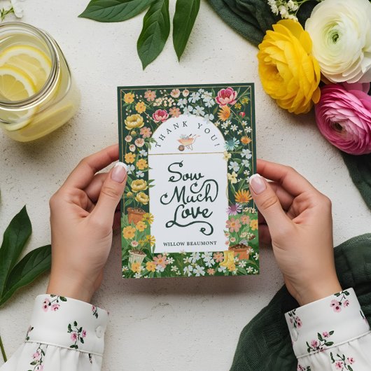 Baby in Bloom Floral Garden Greenhouse Baby shower Bedankkaart