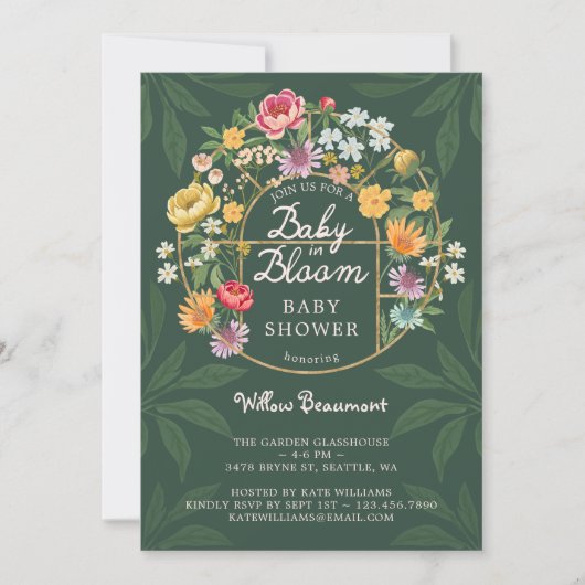 Baby in Bloom Floral Garden Greenhouse Baby shower Kaart (Voorkant)