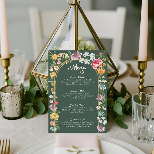 Baby in Bloom Floral Garden Greenhouse Baby shower Menu