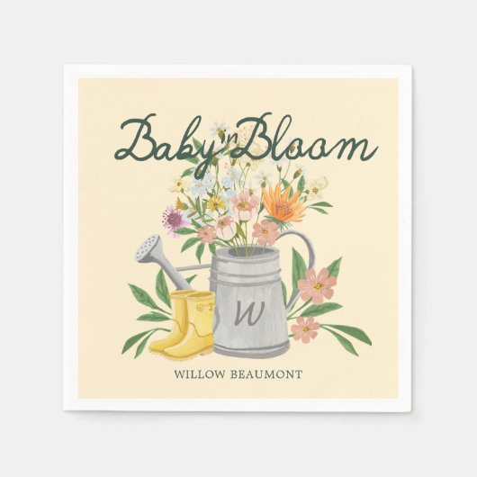 Baby in Bloom Floral Garden Regenlaarzen Baby show Servet (Voorkant)