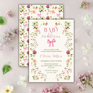 Baby in Bloom Floral girl Baby Shower Kaart