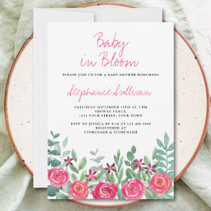 Baby in Bloom Floral Girl's Baby shower Kaart