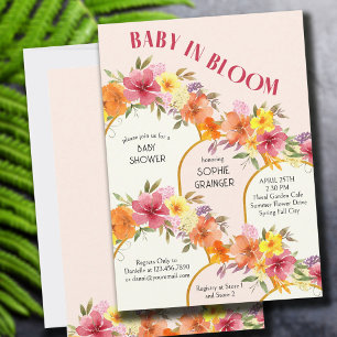 Baby in Bloom Floral Gold Arch Girl Baby shower Kaart