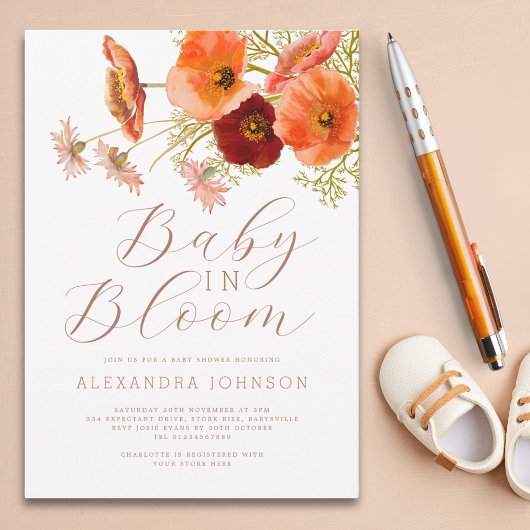 Baby in Bloom Floral Herfst Baby shower Kaart