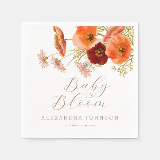 Baby in Bloom Floral Herfst Baby shower Servet (Voorkant)