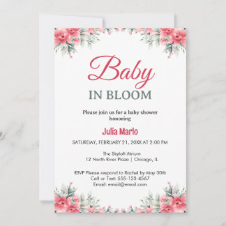 Baby in Bloom floral lilies girl baby shower Kaart