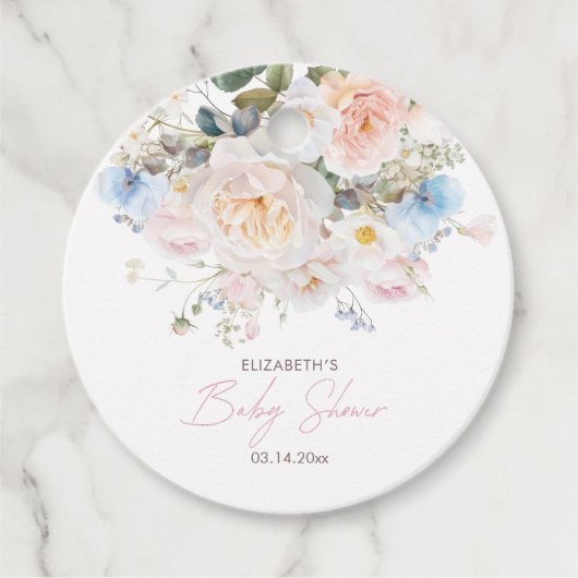 Baby in Bloom Floral Pink Baby shower Bedankjes Labels (Voorkant)