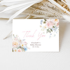 Baby in Bloom Floral Pink Baby shower Bedankkaart