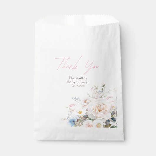 Baby in Bloom Floral Pink Baby shower Bedankzakje (Voorkant)