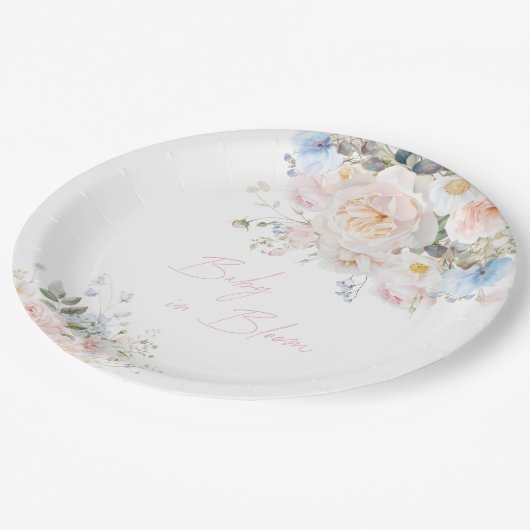 Baby in Bloom Floral Pink Baby shower Papieren Bordje (Gekanteld)