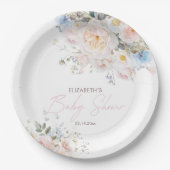 Baby in Bloom Floral Pink Baby shower Papieren Bordje (Voorkant)