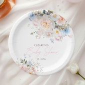 Baby in Bloom Floral Pink Baby shower Papieren Bordje