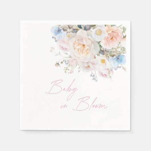 Baby in Bloom Floral Pink Baby shower Servet (Voorkant)