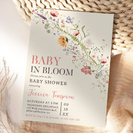 Baby in Bloom Floral Spring Baby shower Kaart