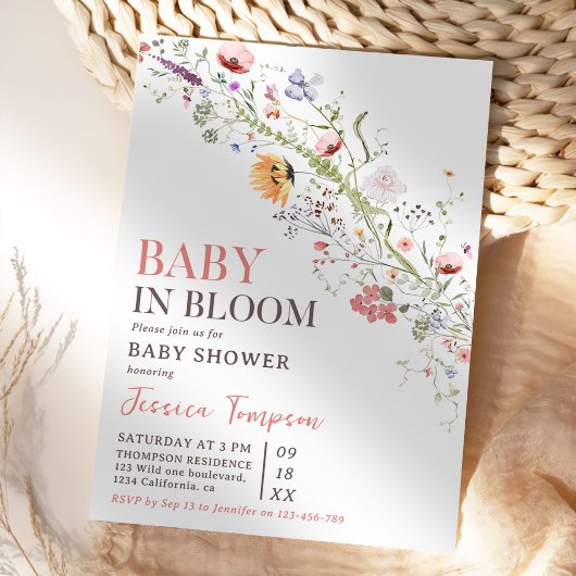 Baby in Bloom Floral Spring Baby shower Kaart