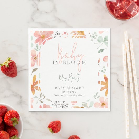 Baby in Bloom Floral Spring Baby shower Servet (Insitu)