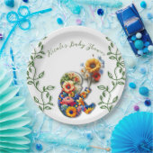 Baby in Bloom Floral Vine Leaf Baby shower Papieren Bordje (Feest)