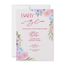 Baby in Bloom Floral Watercolor Baby Shower Invita