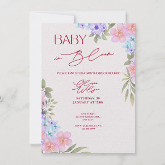 Baby in Bloom Floral Watercolor Baby Shower Invita Kaart