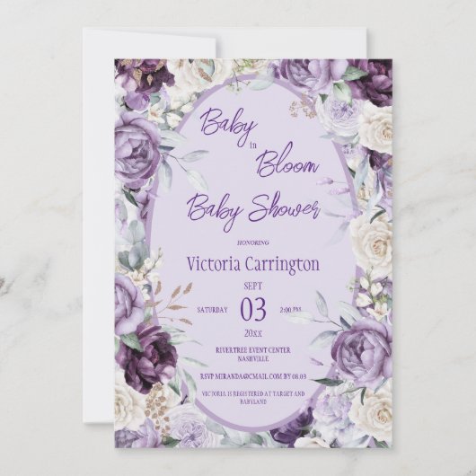 Baby in Bloom Floral Waterverf Baby shower Kaart (Voorkant)