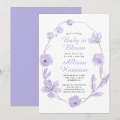 Baby in Bloom Floral Waterverf Lavendel Douche In Kaart (Voorkant / Achterkant)