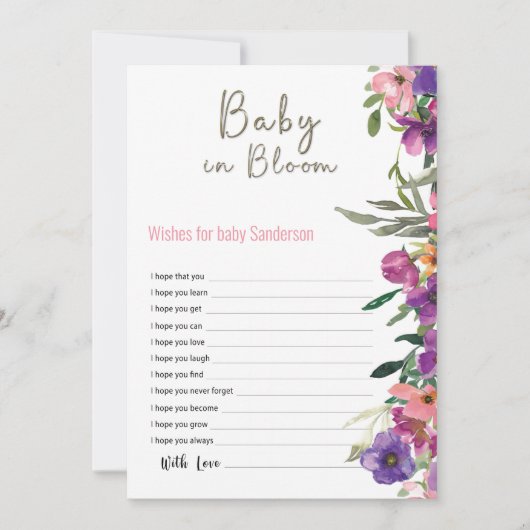 Baby in Bloom Floral wil Baby shower (Voorkant)