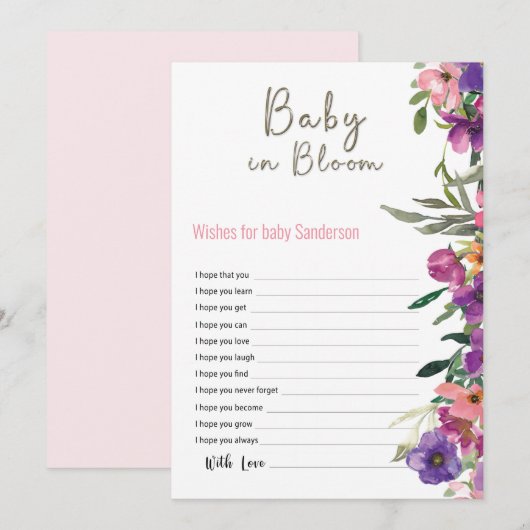 Baby in Bloom Floral wil Baby shower (Voorkant / Achterkant)