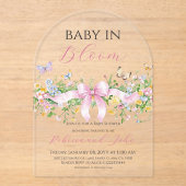 Baby in Bloom Floral Wildflower Bow Baby shower Acryl Uitnodigingen (Voorkant)